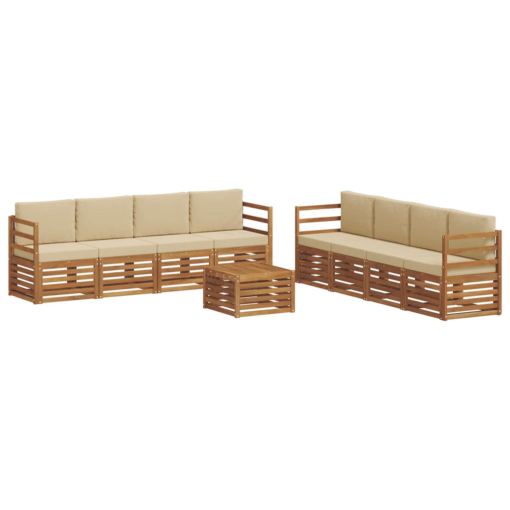Sofagarnituren 9 pcs Natur und Beige Massivholz Akazie