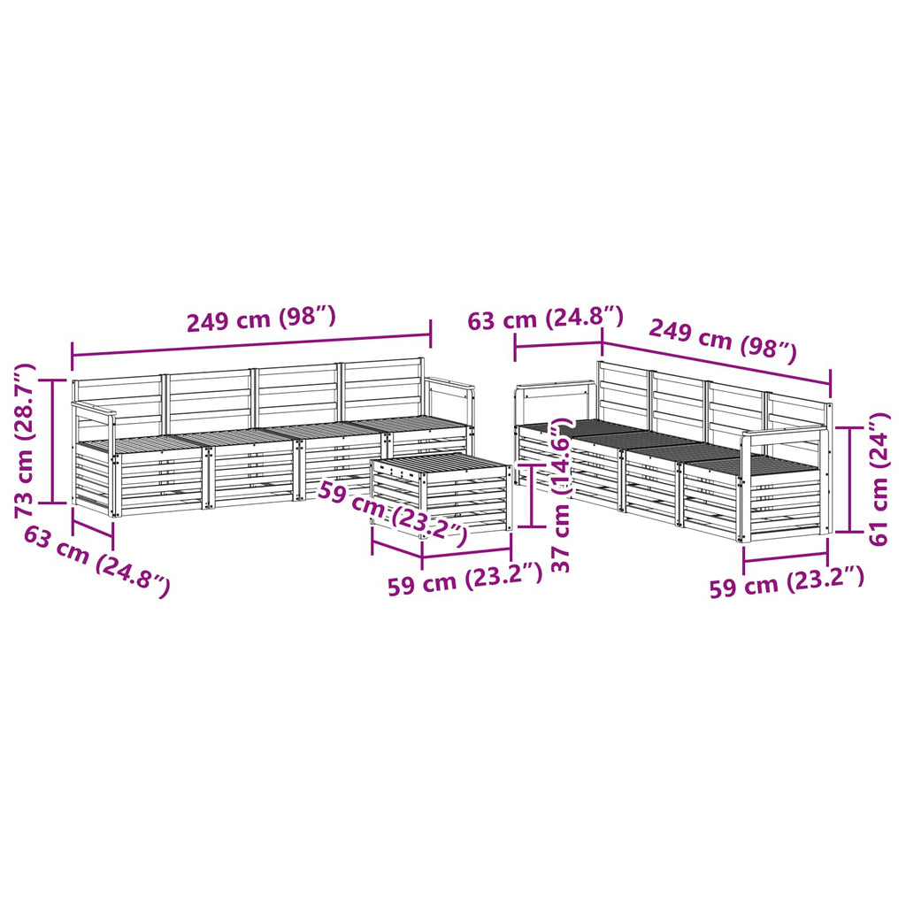 Sofagarnituren 9 pcs Natur Massivholz Akazie