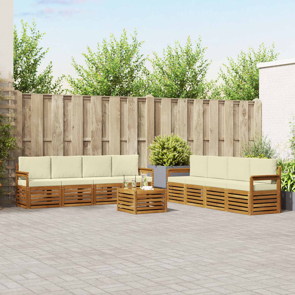 Sofagarnituren 9 pcs Natur und Creme Massivholz Akazie