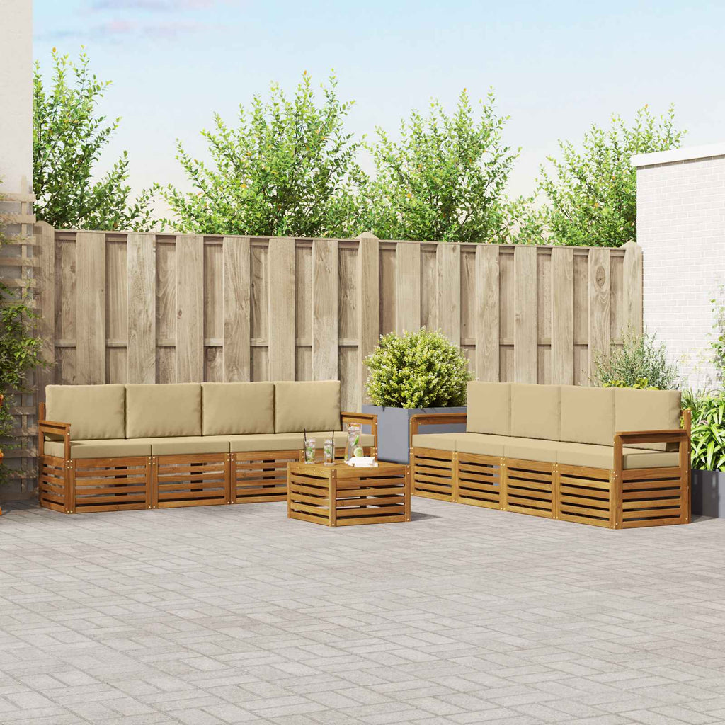 Sofagarnituren 9 pcs Natur und Beige Massivholz Akazie