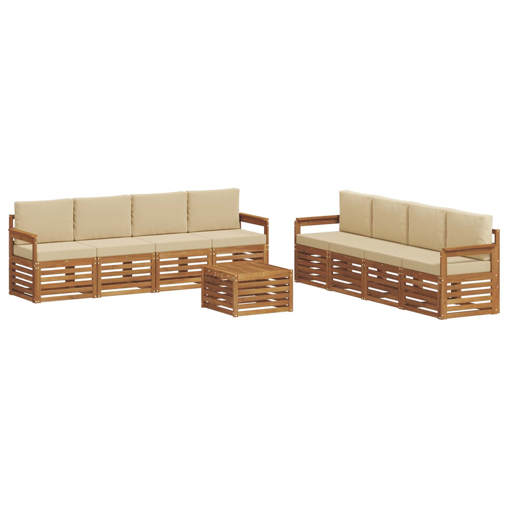 Sofagarnituren 9 pcs Natur und Beige Massivholz Akazie