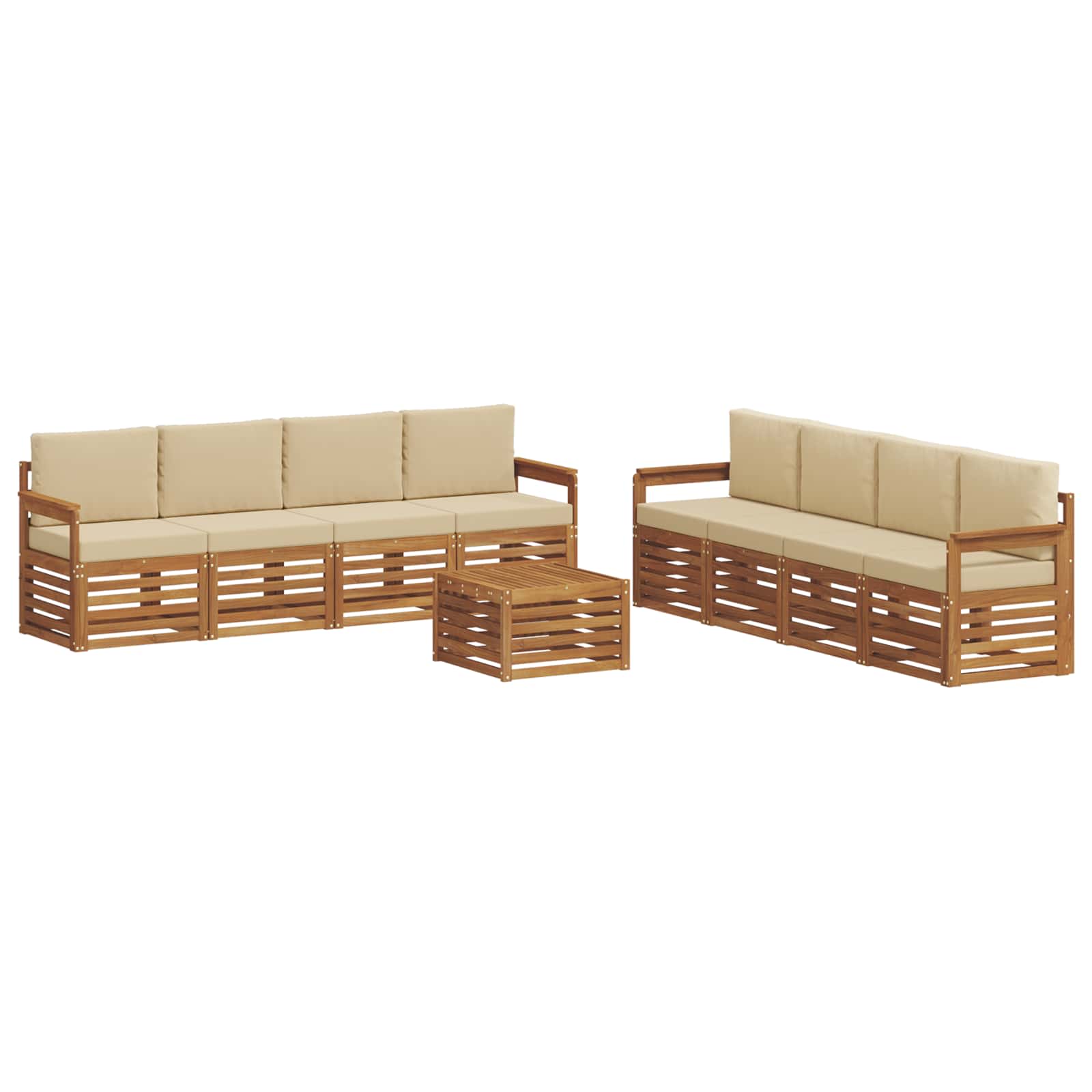 Sofagarnituren 9 pcs Natur und Beige Massivholz Akazie