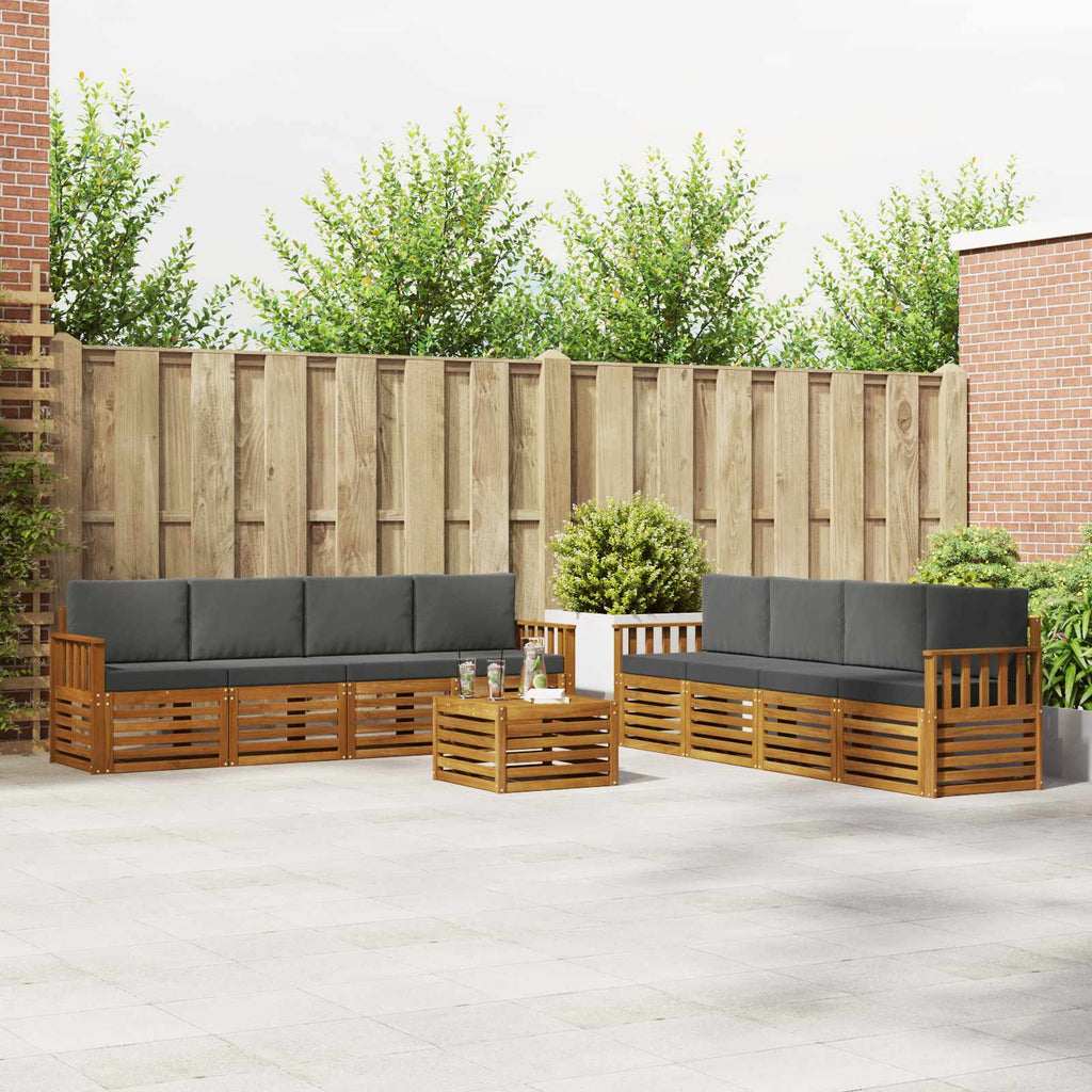 Sofagarnituren 9 pcs Natur und Anthrazit Massivholz Akazie