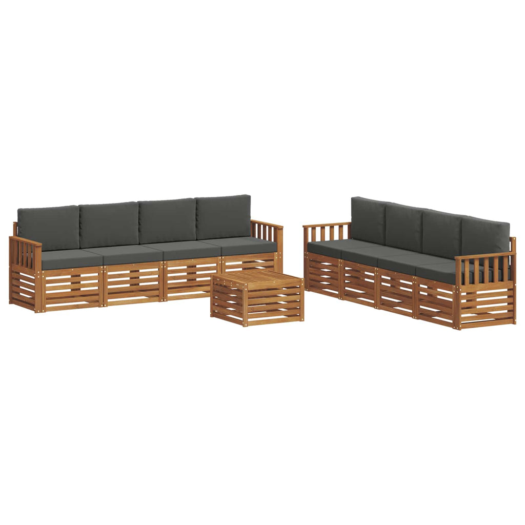 Sofagarnituren 9 pcs Natur und Anthrazit Massivholz Akazie