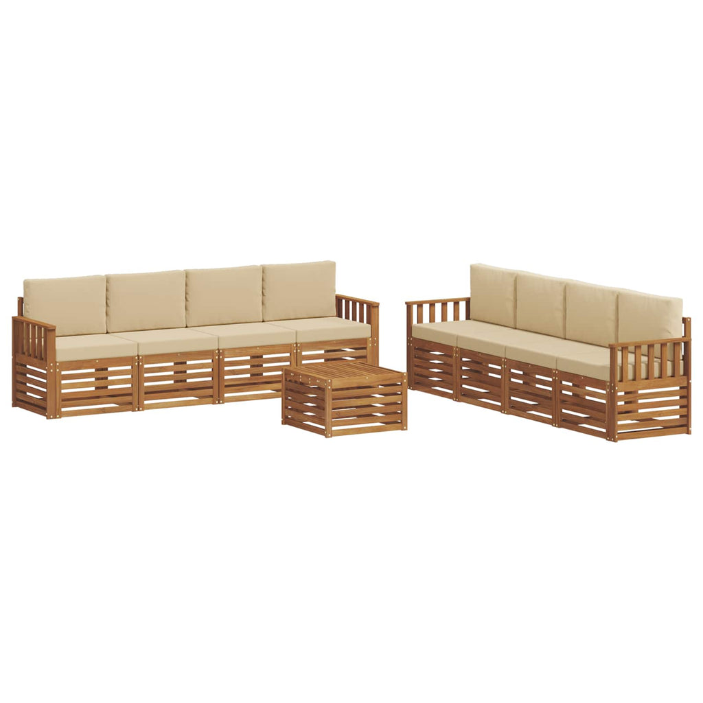 Sofagarnituren 9 pcs Natur und Beige Massivholz Akazie