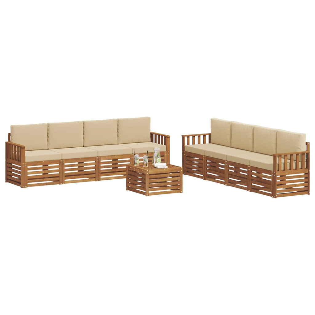 Sofagarnituren 9 pcs Natur und Beige Massivholz Akazie
