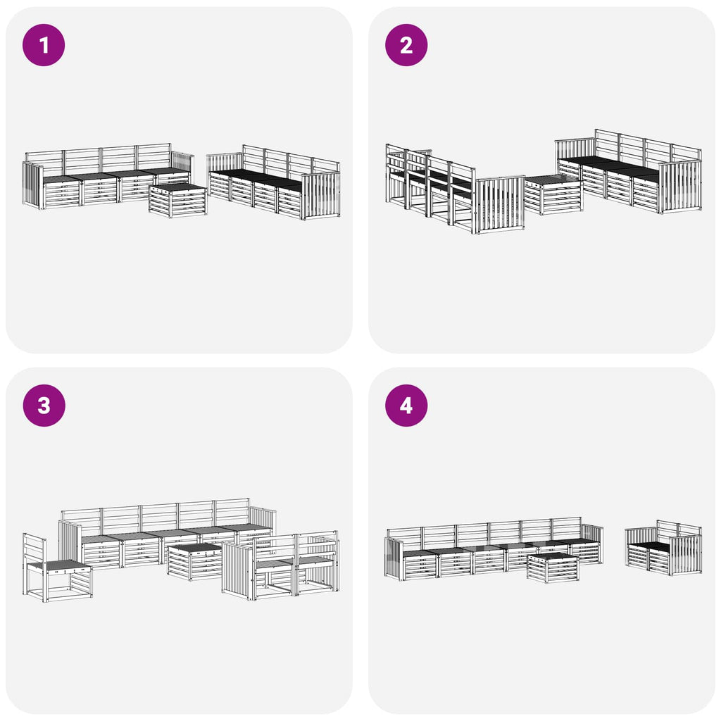 Sofagarnituren 9 pcs Natur Massivholz Akazie