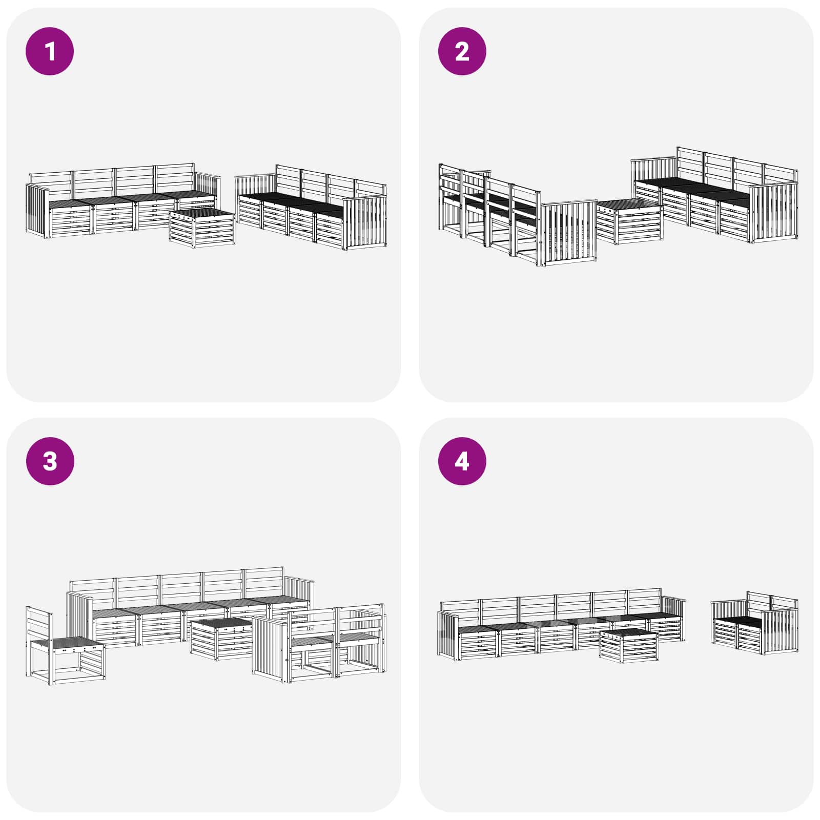 Sofagarnituren 9 pcs Natur Massivholz Akazie