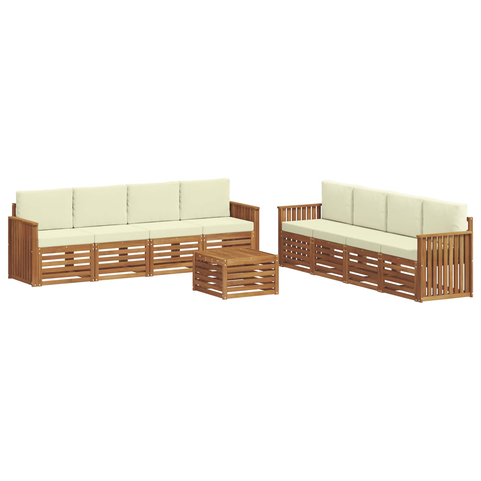 Sofagarnituren 9 pcs Natur und Creme Massivholz Akazie