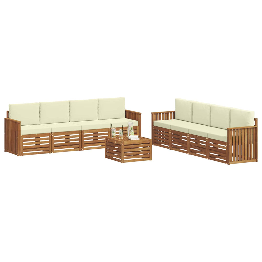 Sofagarnituren 9 pcs Natur und Creme Massivholz Akazie