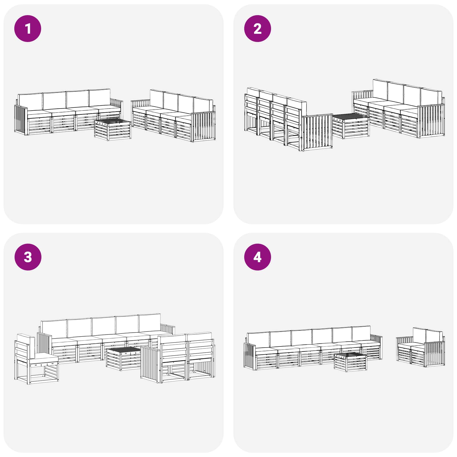 Sofagarnituren 9 pcs Natur und Creme Massivholz Akazie