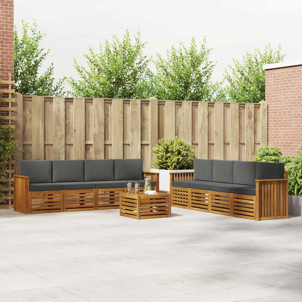 Sofagarnituren 9 pcs Natur und Anthrazit Massivholz Akazie