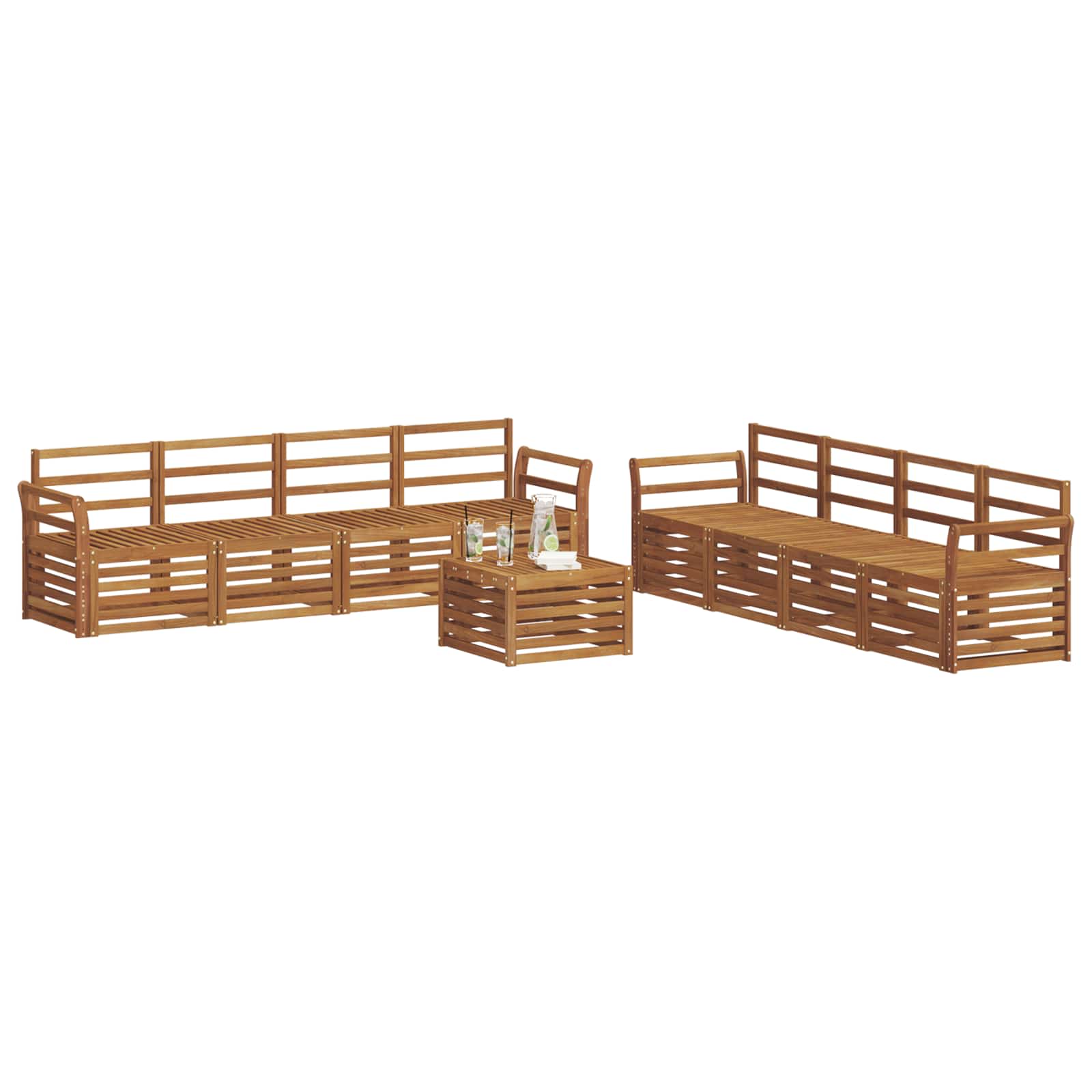 Sofagarnituren 9 pcs Natur Massivholz Akazie