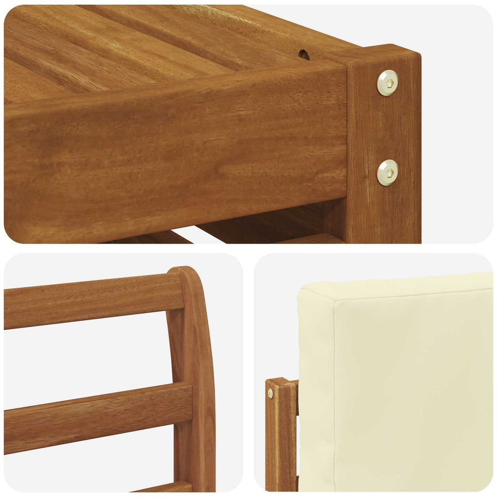 Sofagarnituren 9 pcs Natur und Creme Massivholz Akazie