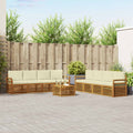 Sofagarnituren 9 pcs Natur und Creme Massivholz Akazie