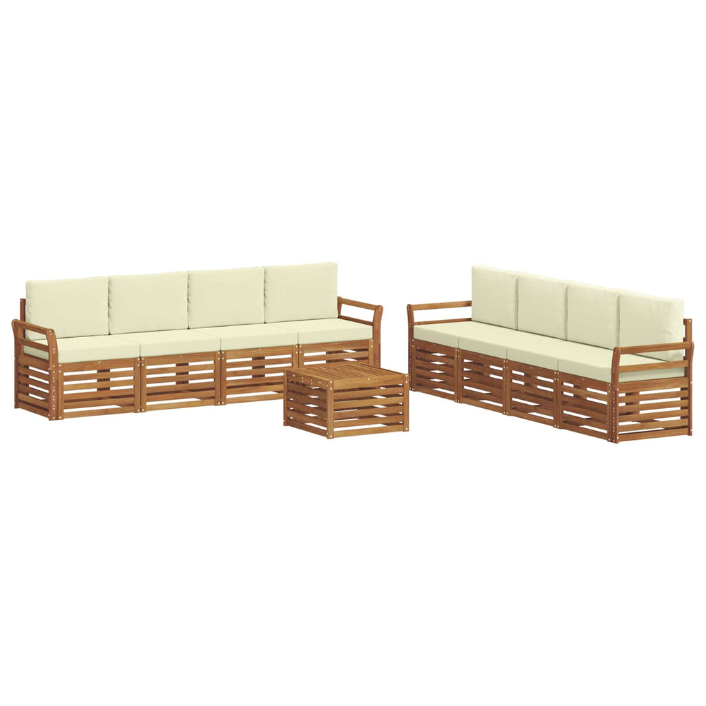 Sofagarnituren 9 pcs Natur und Creme Massivholz Akazie