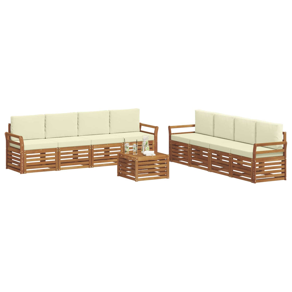 Sofagarnituren 9 pcs Natur und Creme Massivholz Akazie