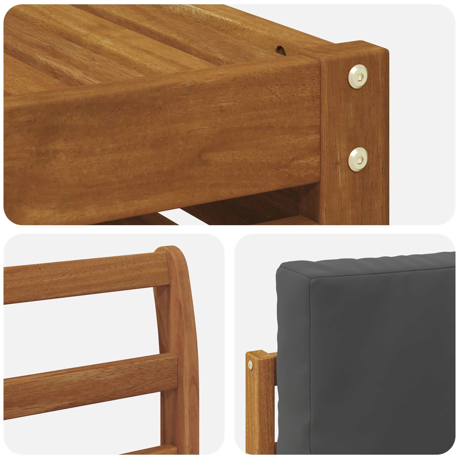 Sofagarnituren 9 pcs Natur und Anthrazit Massivholz Akazie