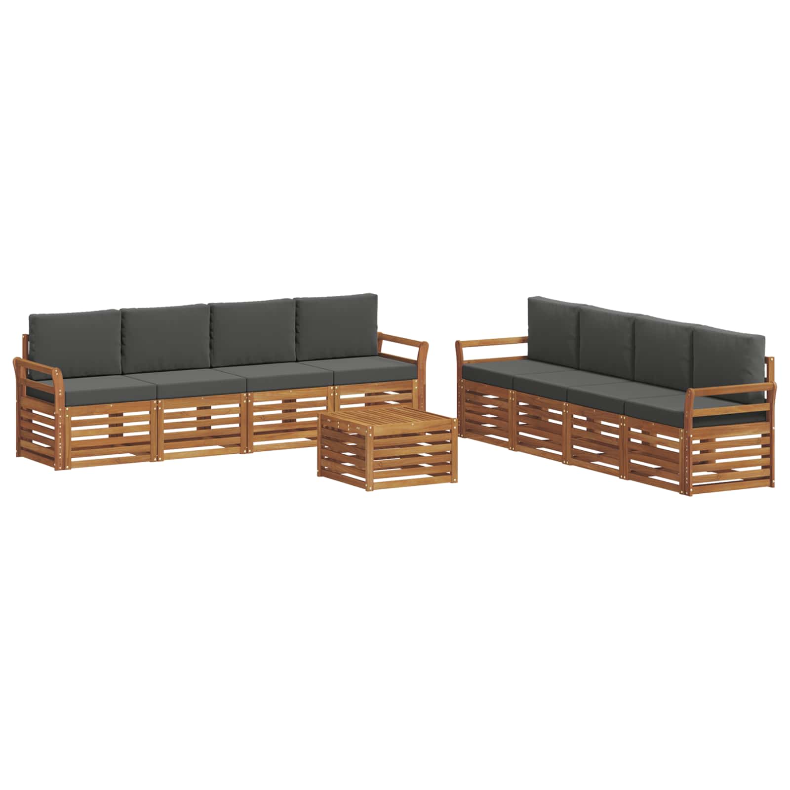 Sofagarnituren 9 pcs Natur und Anthrazit Massivholz Akazie