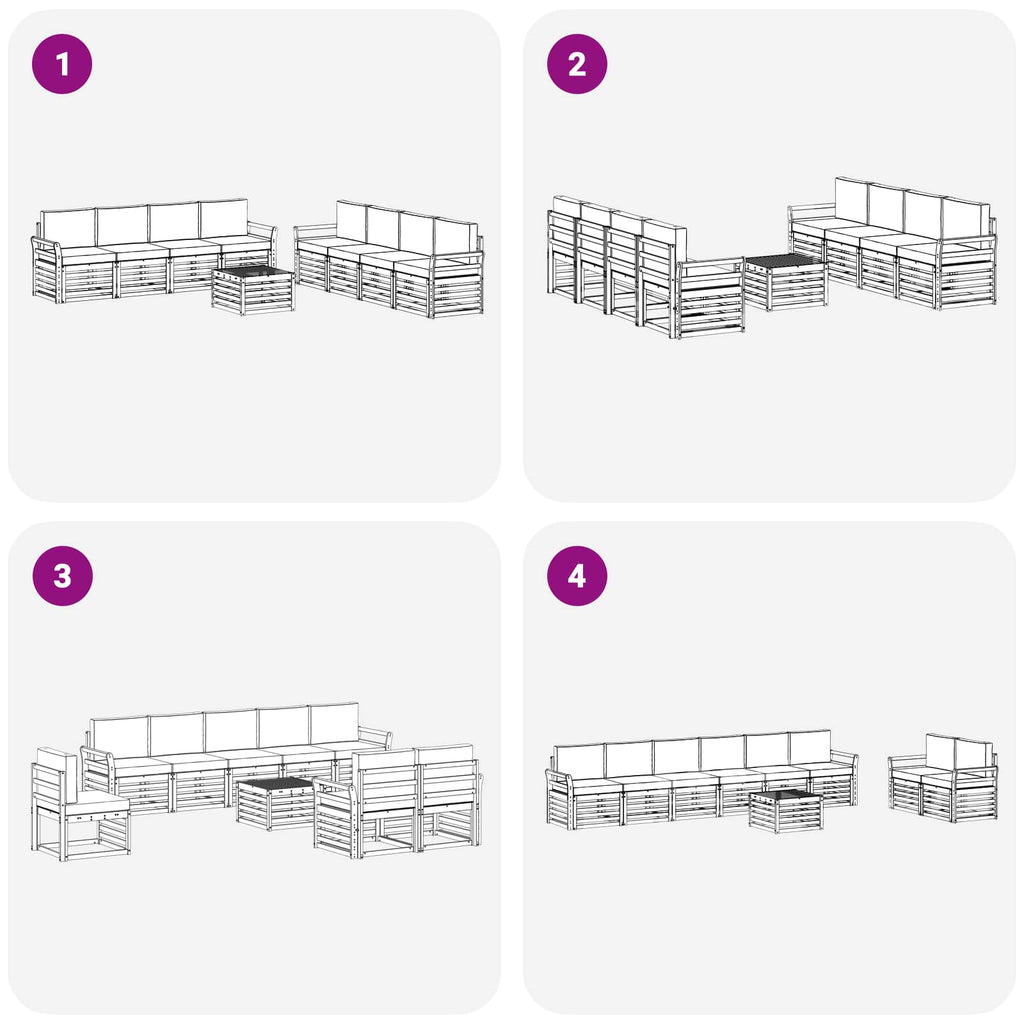Sofagarnituren 9 pcs Natur und Anthrazit Massivholz Akazie