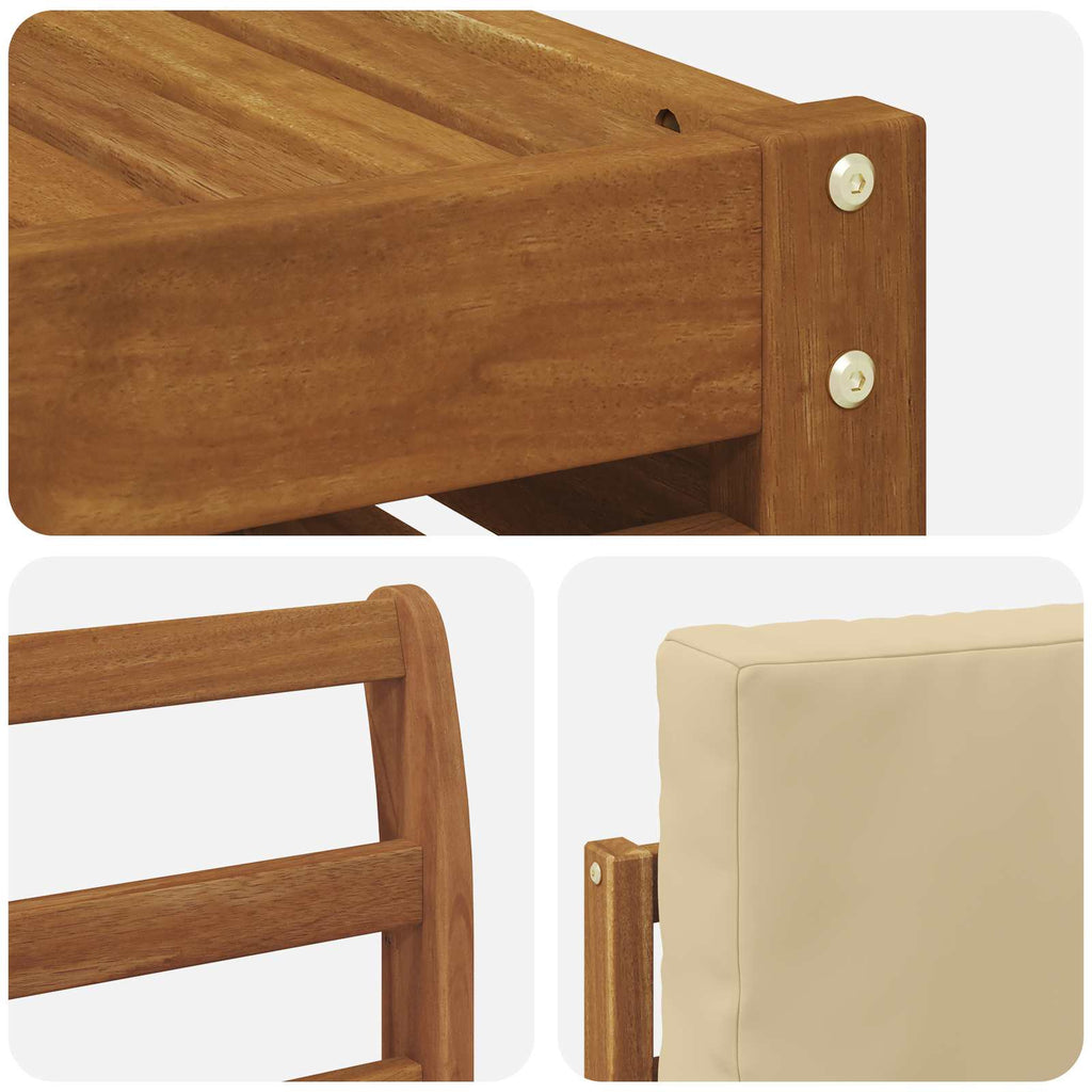 Sofagarnituren 9 pcs Natur und Beige Massivholz Akazie