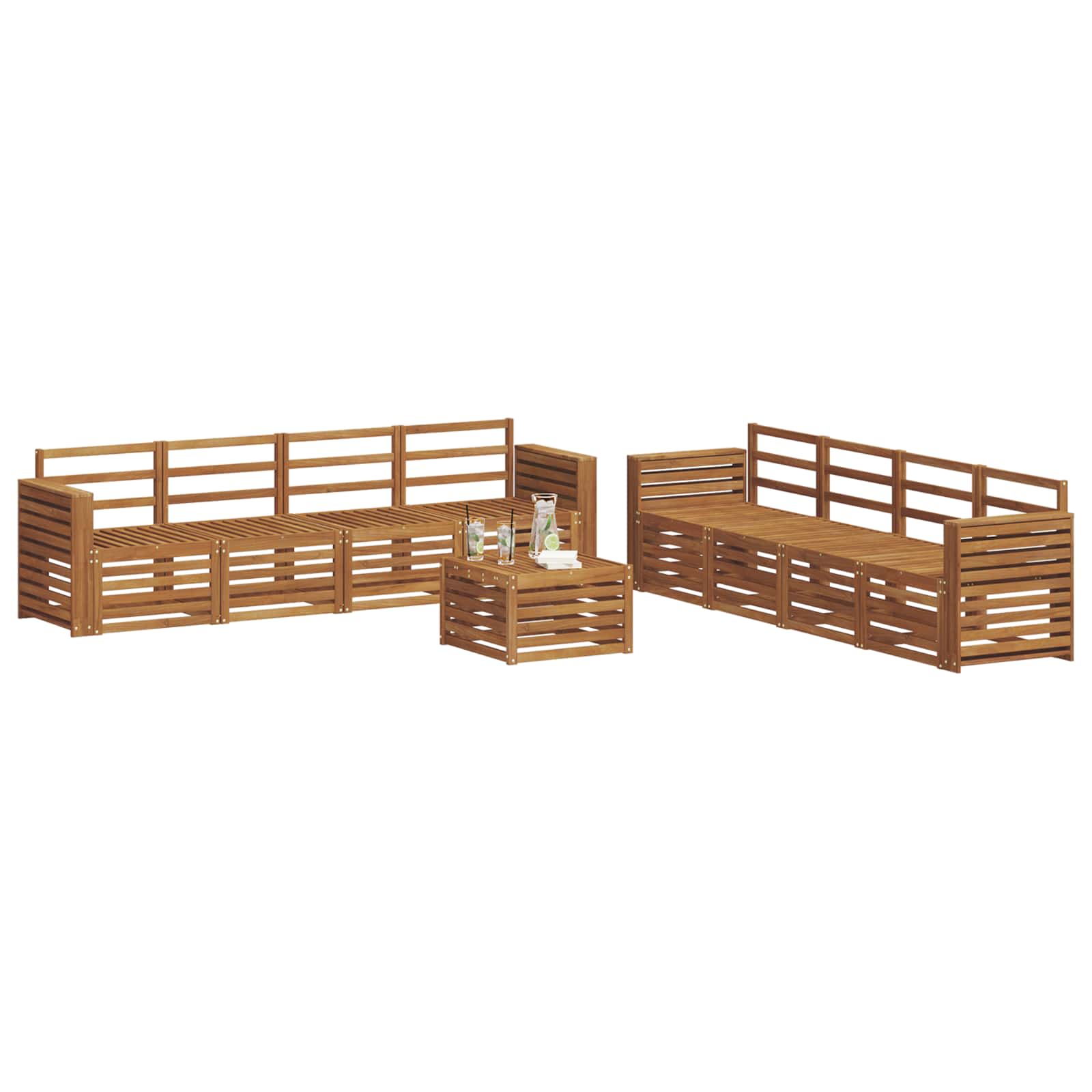 Sofagarnituren 9 pcs Natur Massivholz Akazie