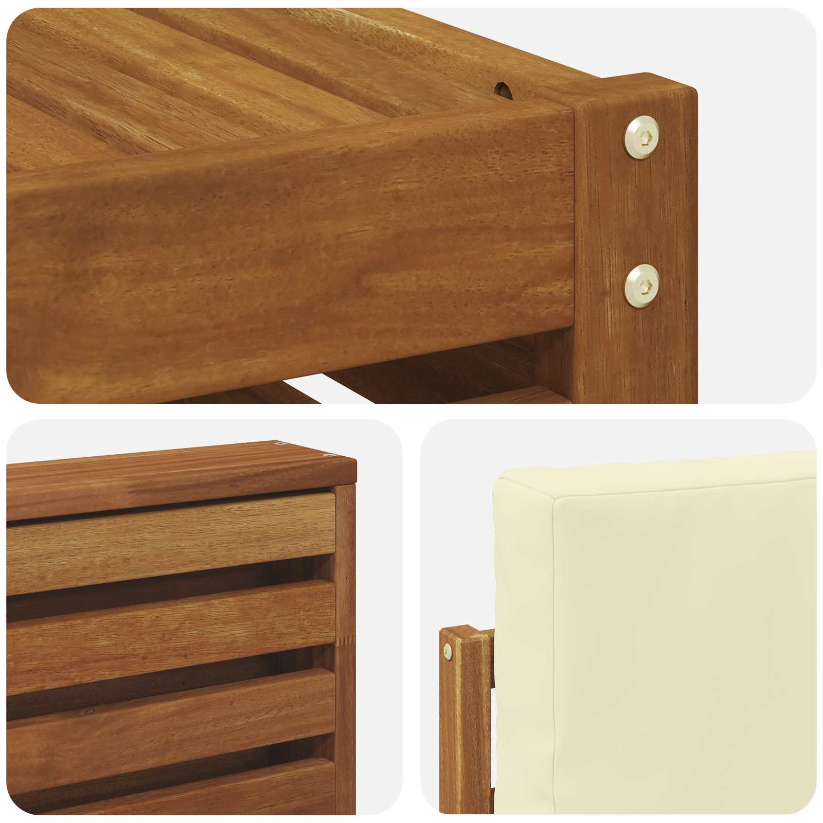 Sofagarnituren 9 pcs Natur und Creme Massivholz Akazie