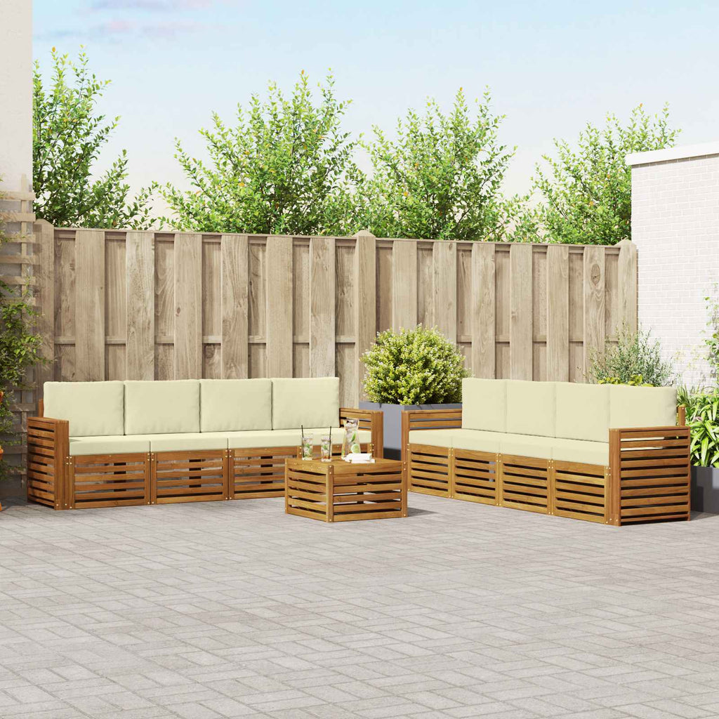 Sofagarnituren 9 pcs Natur und Creme Massivholz Akazie