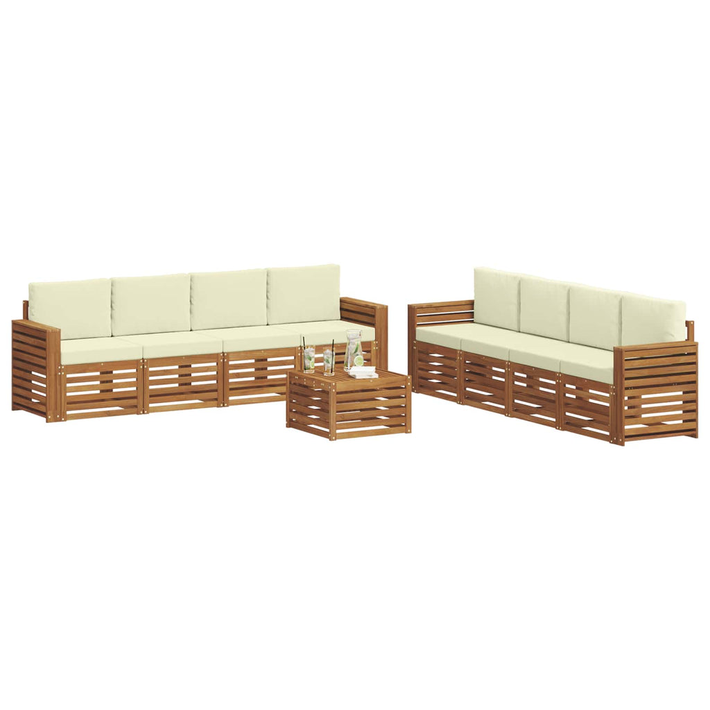 Sofagarnituren 9 pcs Natur und Creme Massivholz Akazie