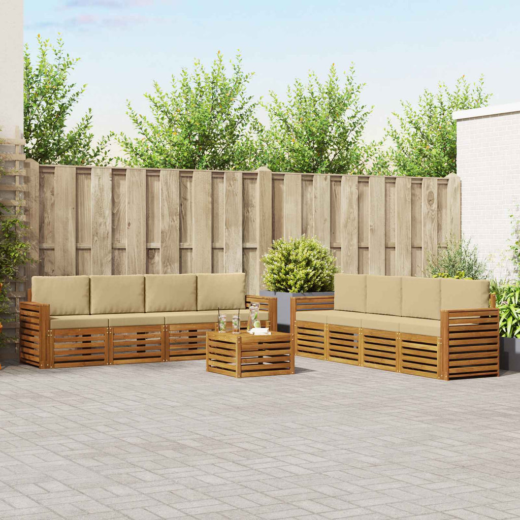 Sofagarnituren 9 pcs Natur und Beige Massivholz Akazie