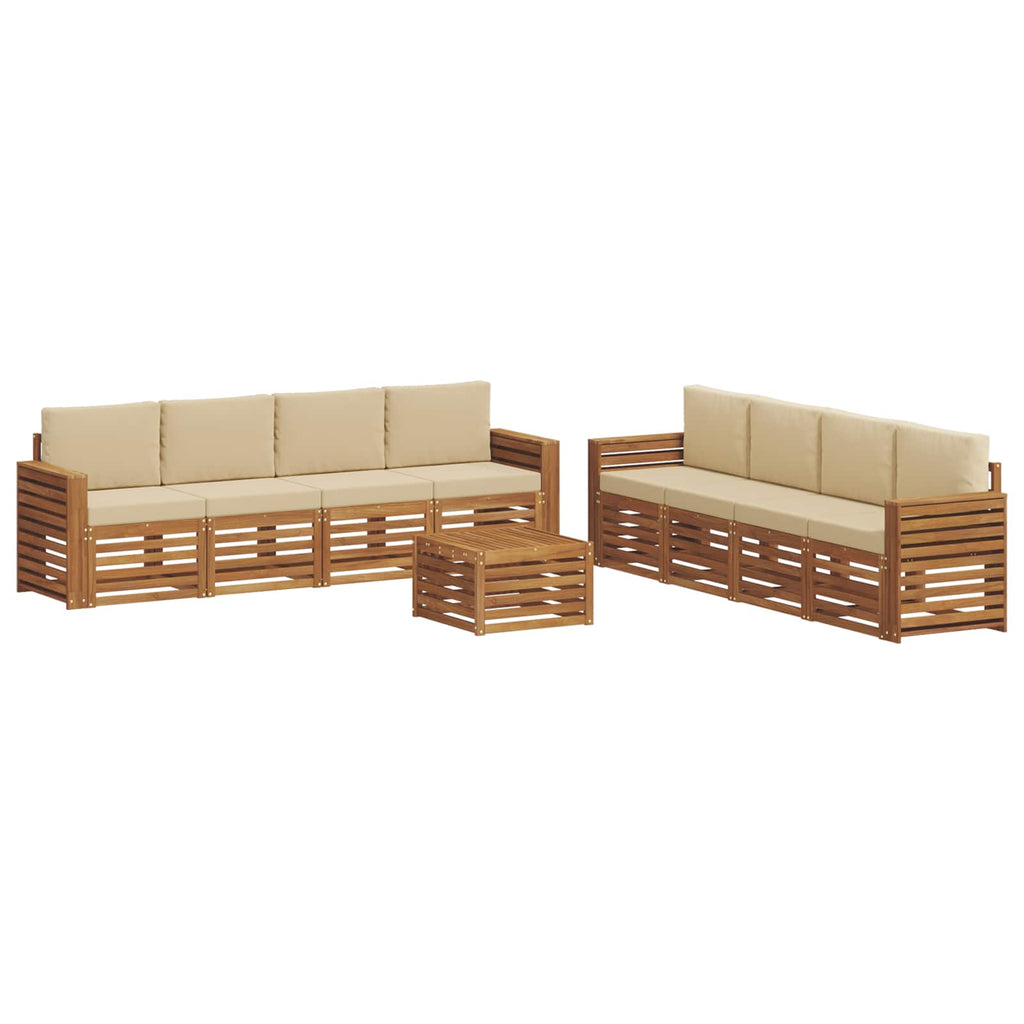 Sofagarnituren 9 pcs Natur und Beige Massivholz Akazie