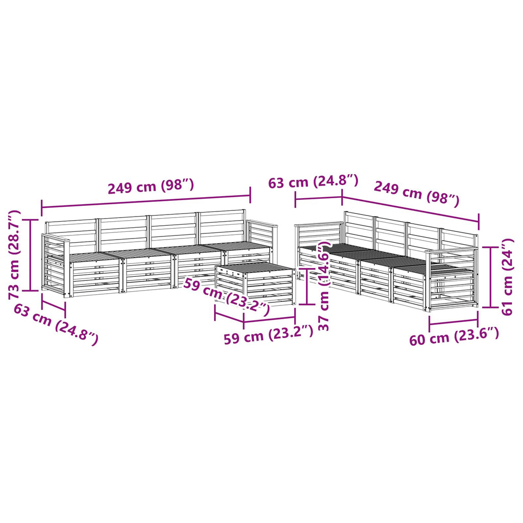 Sofagarnituren 9 pcs Natur Massivholz Akazie