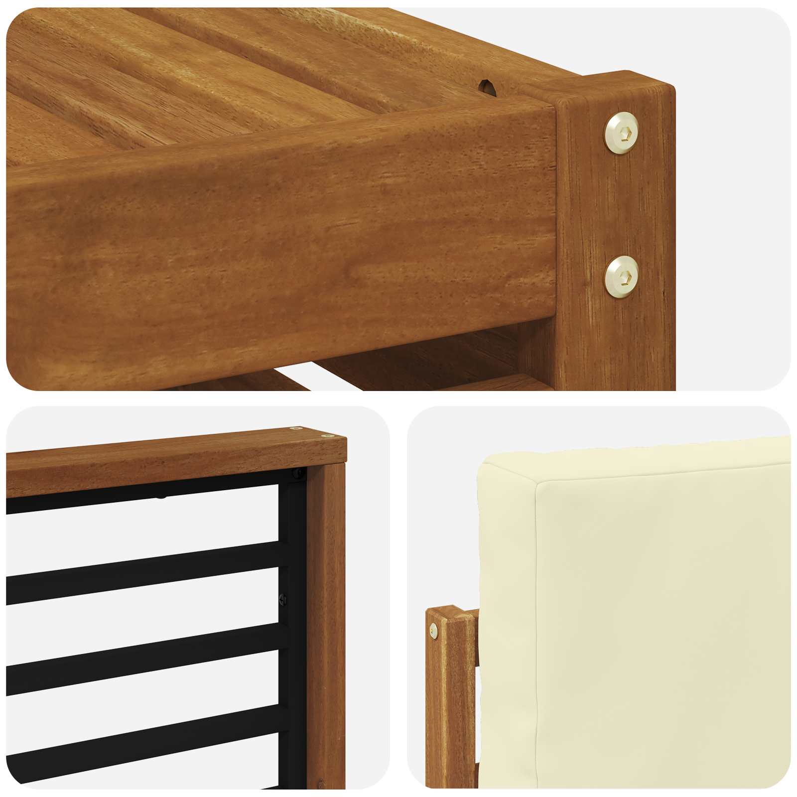 Sofagarnituren 9 pcs Natur und Creme Massivholz Akazie