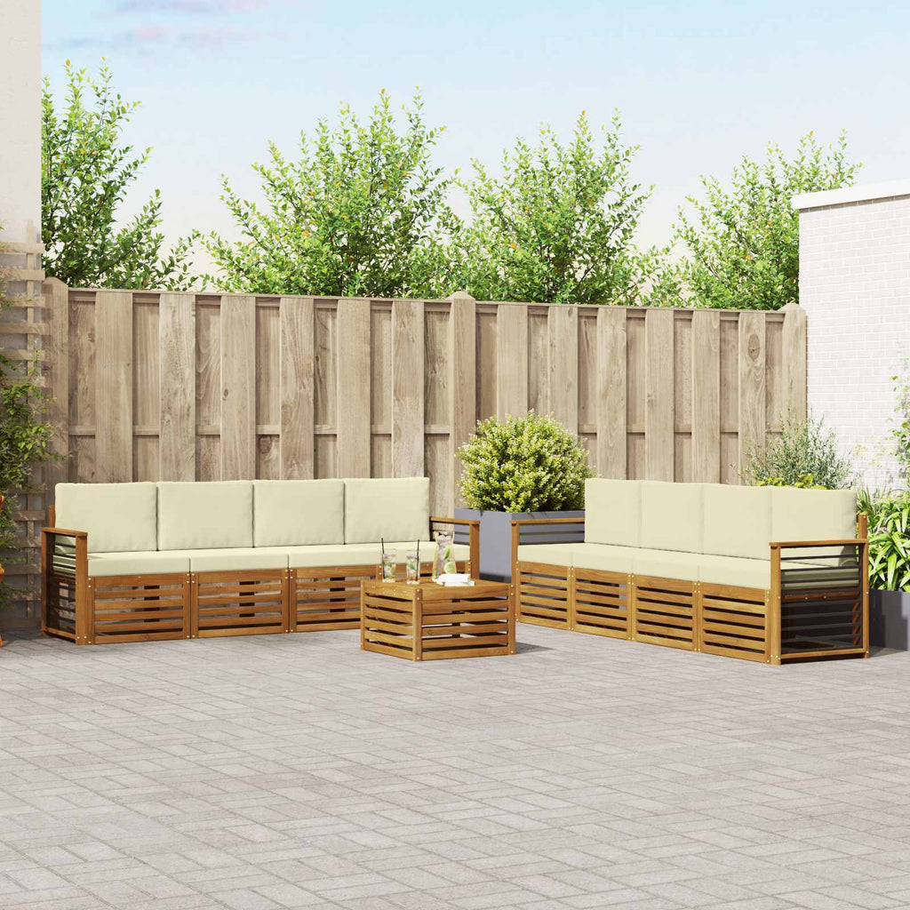 Sofagarnituren 9 pcs Natur und Creme Massivholz Akazie