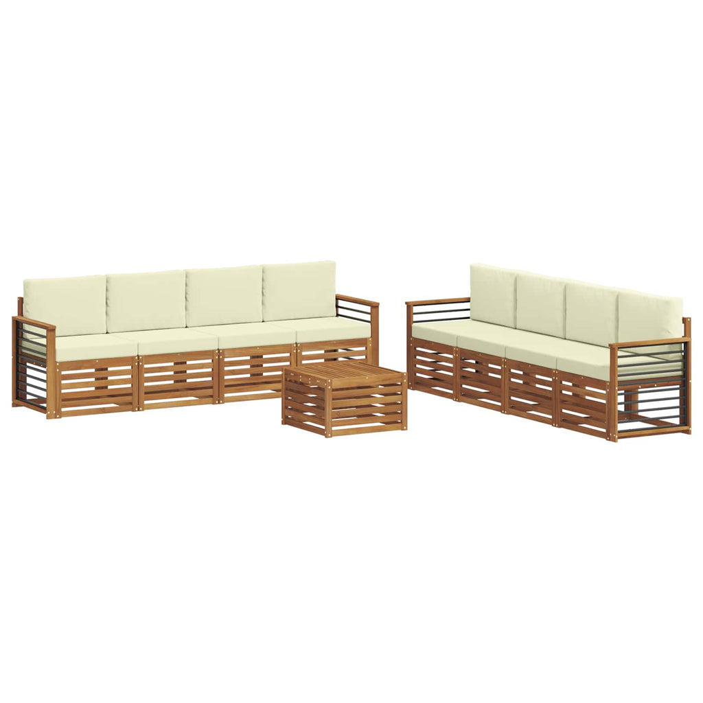 Sofagarnituren 9 pcs Natur und Creme Massivholz Akazie
