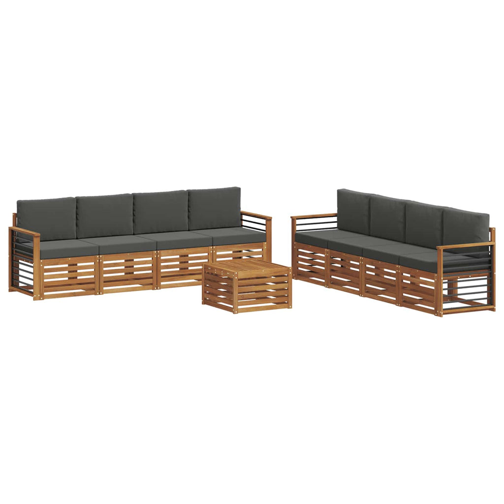 Sofagarnituren 9 pcs Natur und Anthrazit Massivholz Akazie