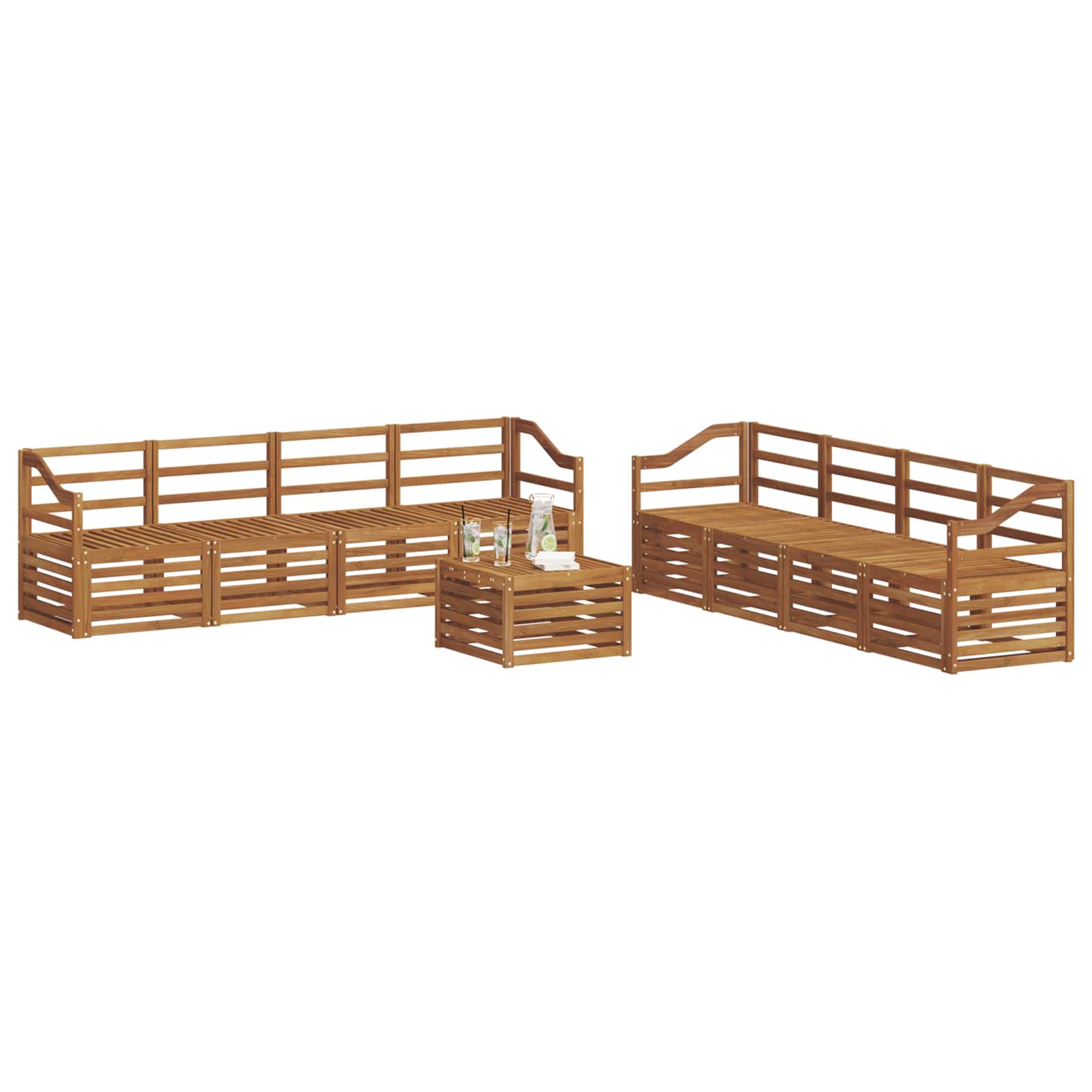Sofagarnituren 9 pcs Natur Massivholz Akazie