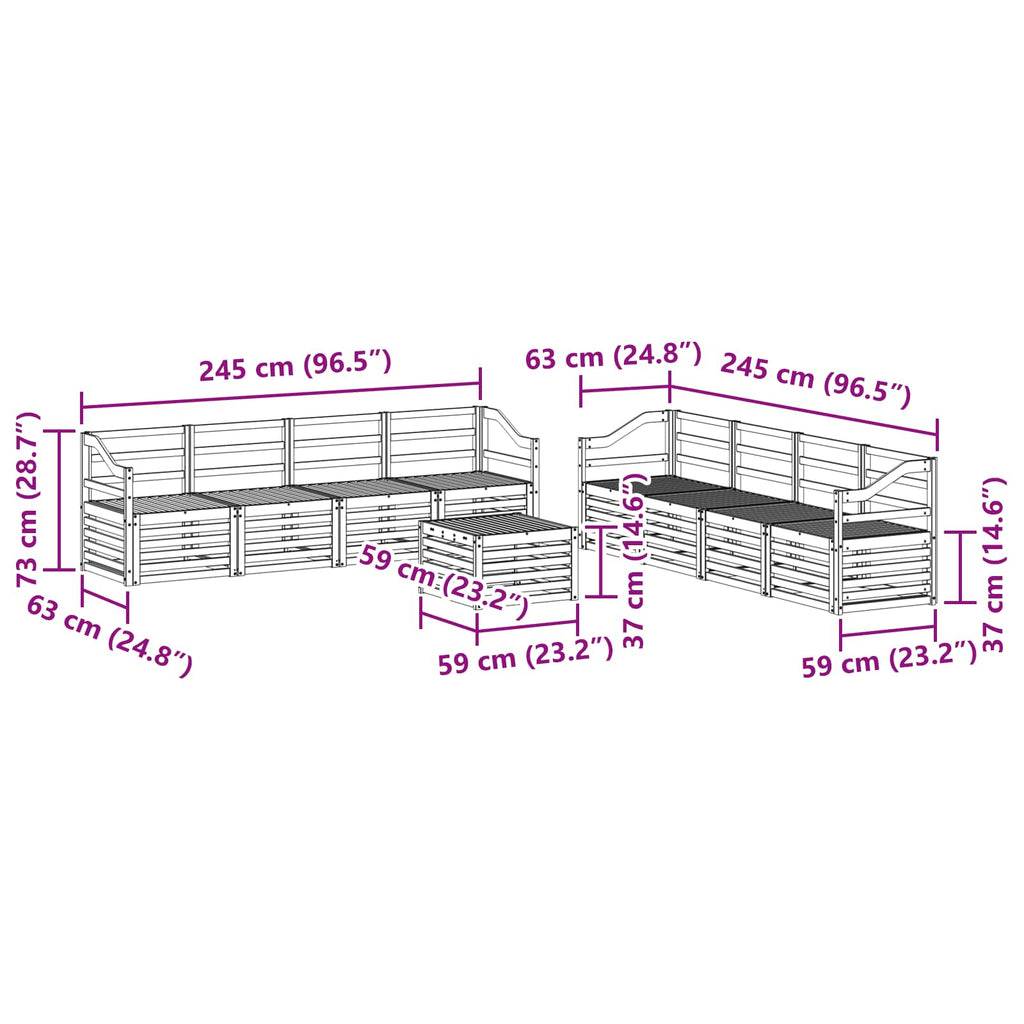 Sofagarnituren 9 pcs Natur Massivholz Akazie