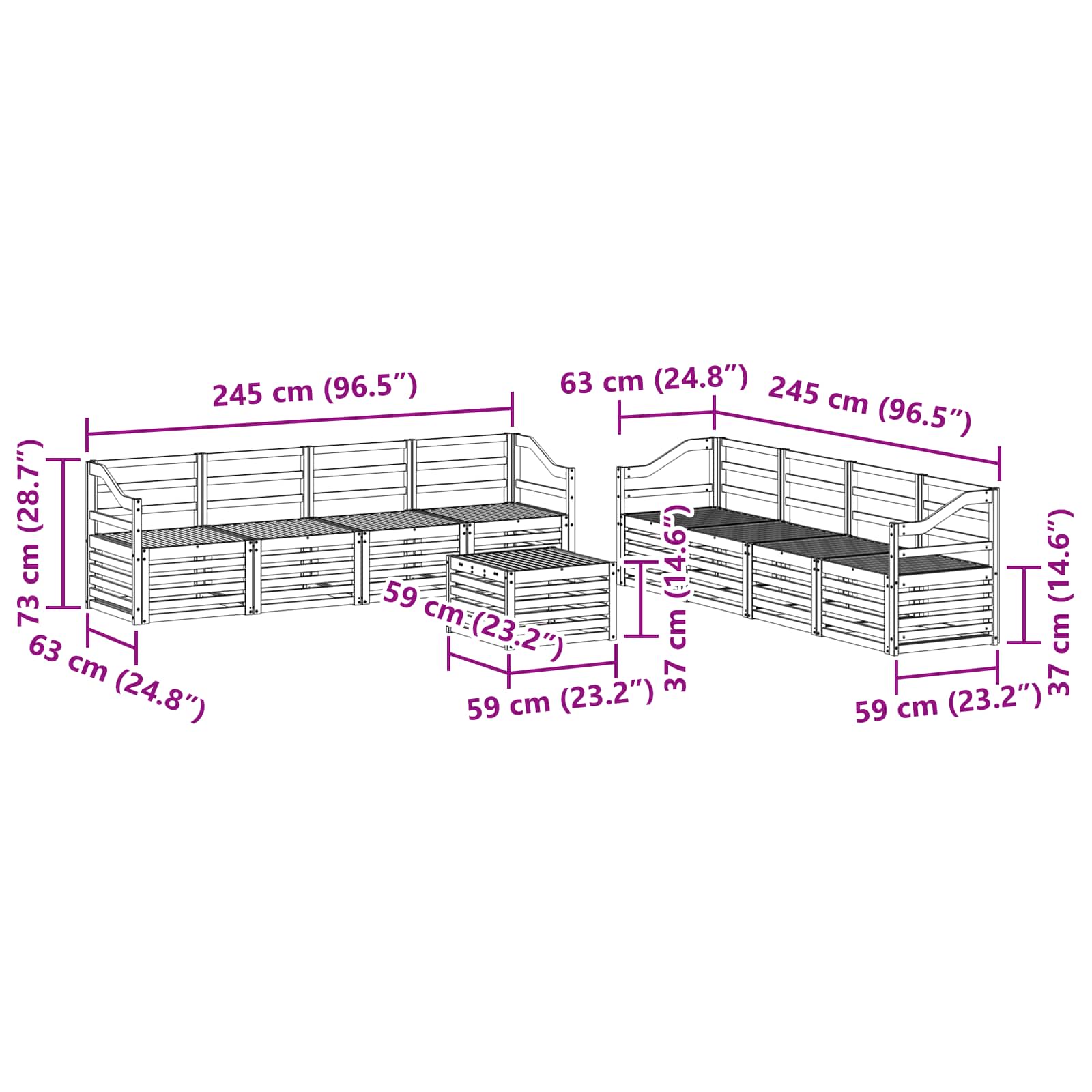 Sofagarnituren 9 pcs Natur Massivholz Akazie