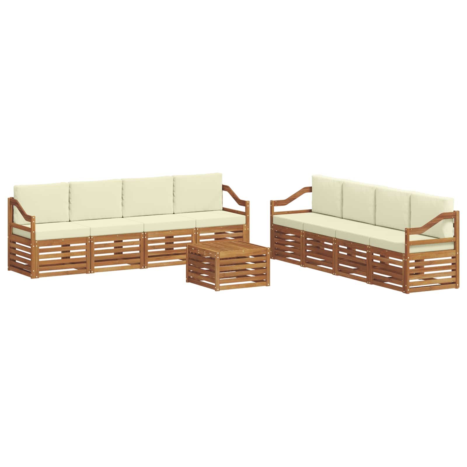 Sofagarnituren 9 pcs Natur und Creme Massivholz Akazie