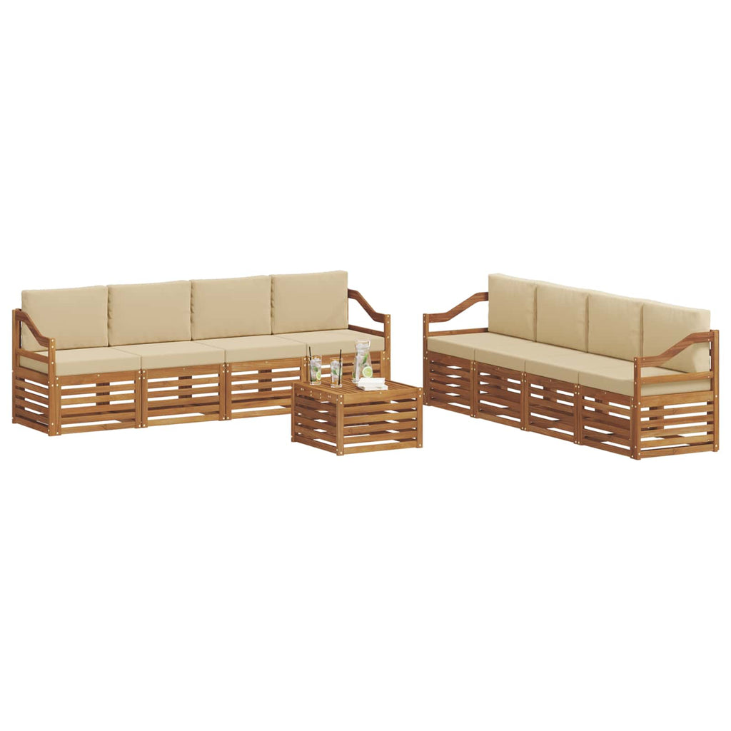 Sofagarnituren 9 pcs Natur und Beige Massivholz Akazie