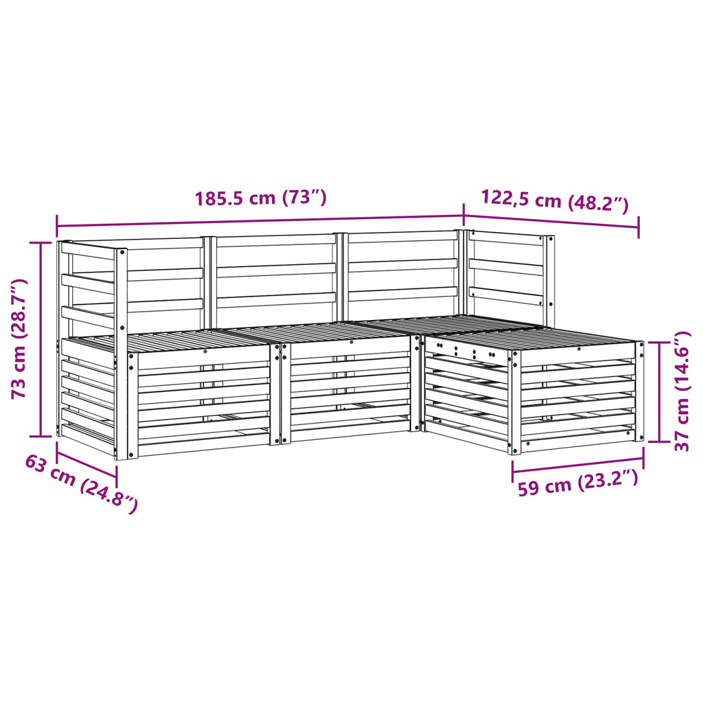 Outdoor-Sofagarnitur 4 pcs Natur