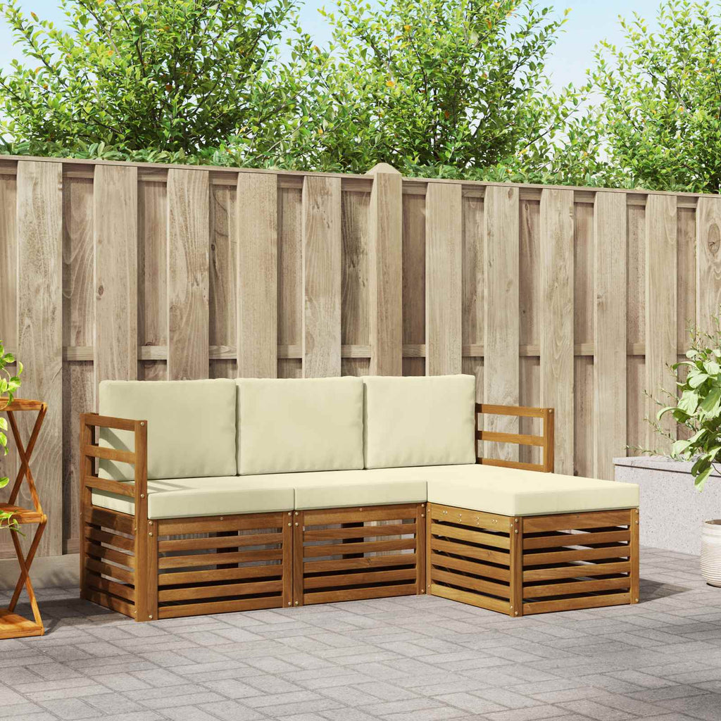 Outdoor-Sofagarnitur mit Kissen 4 pcs Natur und Creme