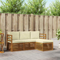 Outdoor-Sofagarnitur mit Kissen 4 pcs Natur und Creme