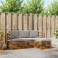 Outdoor-Sofagarnitur mit Kissen 4 pcs Natürlich und Hellgrau