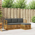 Outdoor-Sofagarnitur mit Kissen 4 pcs Natur und Anthrazit