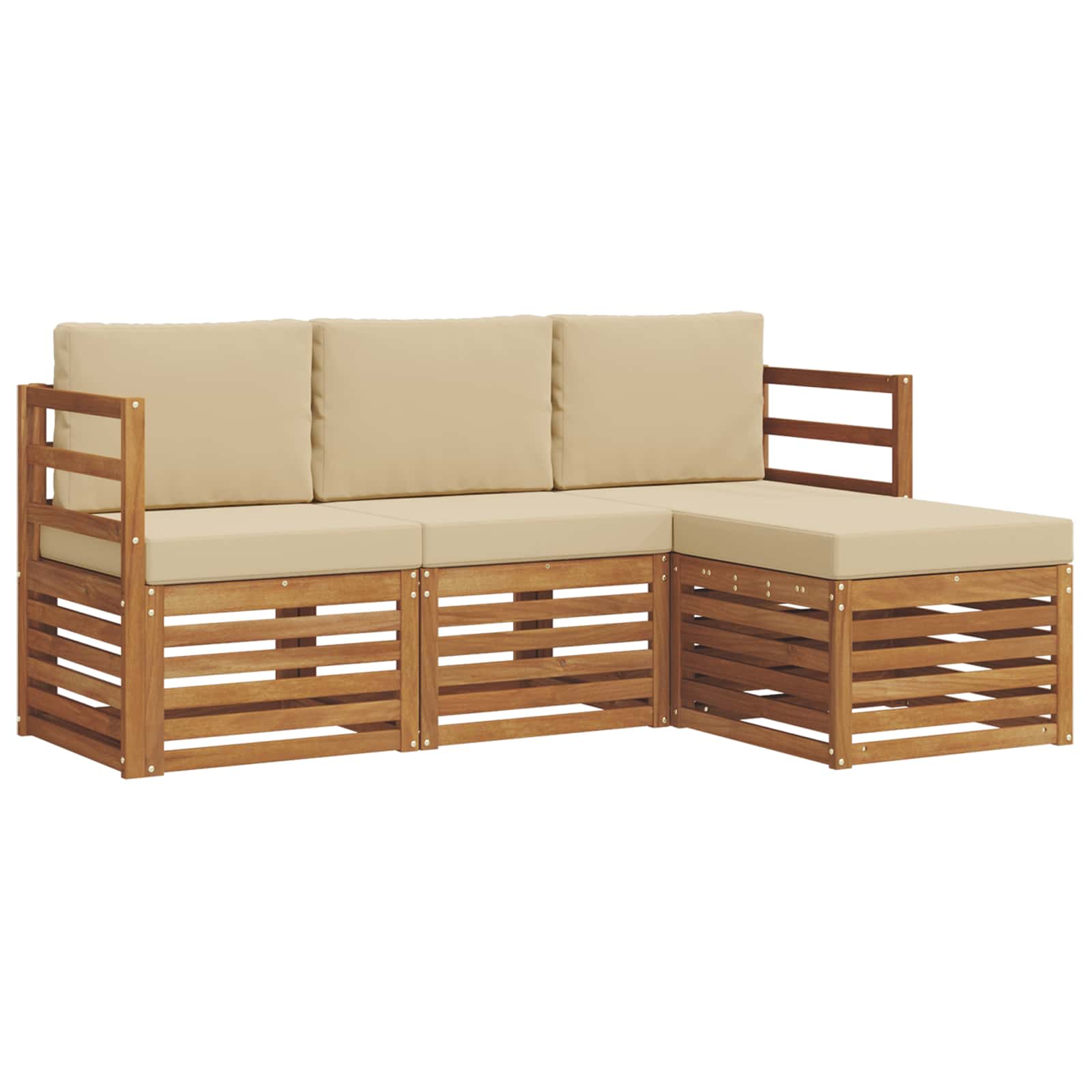 Outdoor-Sofagarnitur mit Kissen 4 pcs Natur und Beige