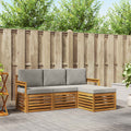 Outdoor-Sofagarnitur mit Kissen 4 pcs Natürlich und Hellgrau