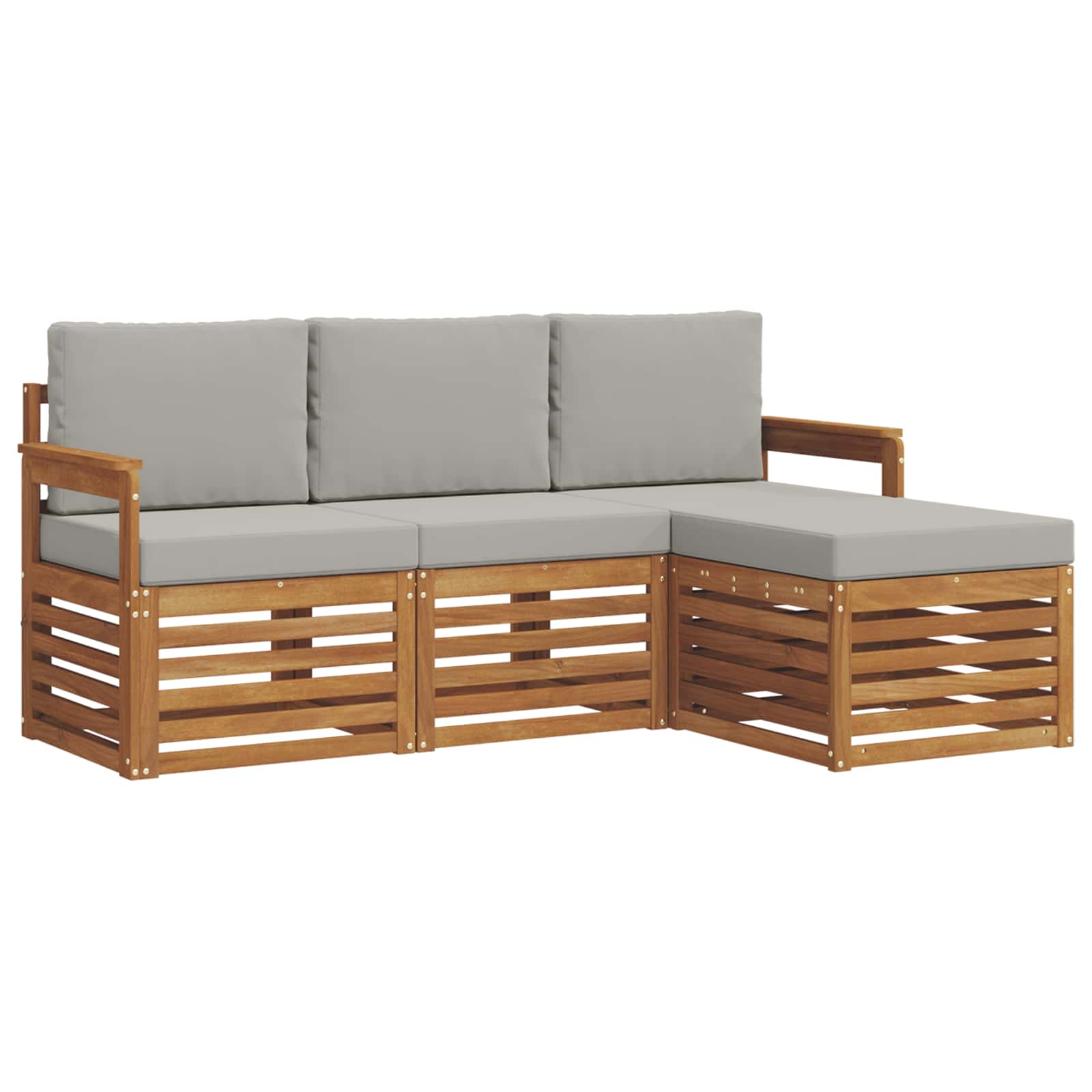 Outdoor-Sofagarnitur mit Kissen 4 pcs Natürlich und Hellgrau
