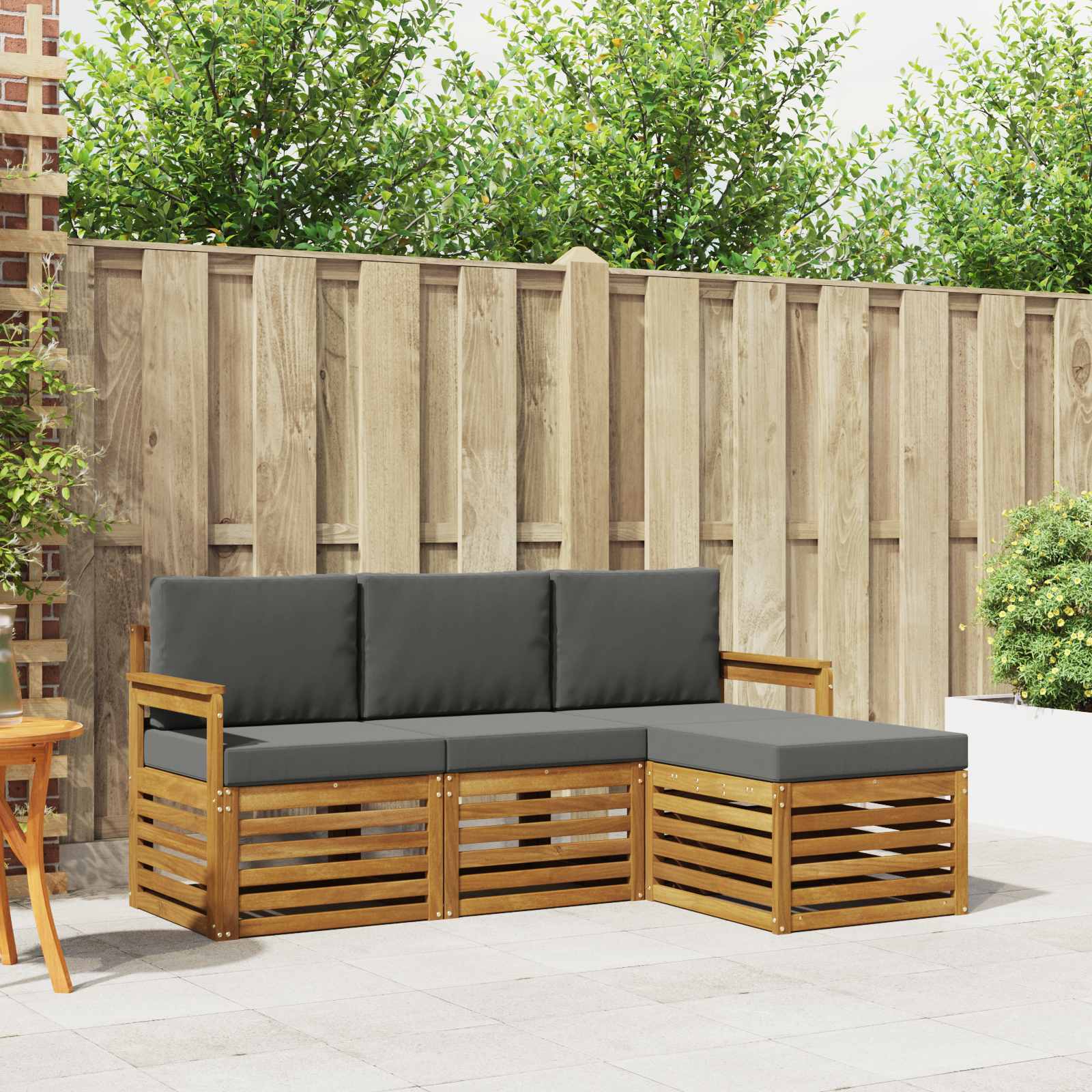 Outdoor-Sofagarnitur mit Kissen 4 pcs Natur und Anthrazit